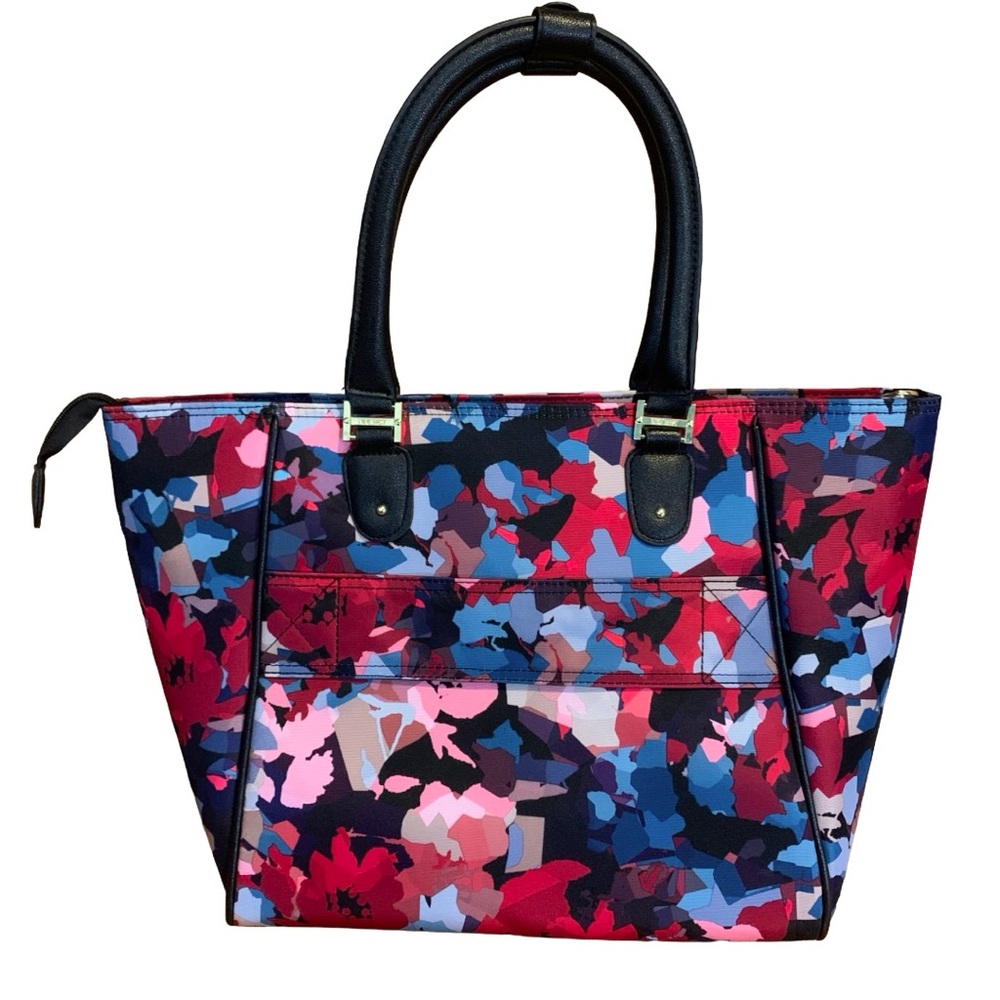 NINE WEST "ARIEANA" MULTI COLOR FLORAL CANVAS LAPTOP/TOTE WEEKENDER TRAVEL BAG - Picture 3 of 11